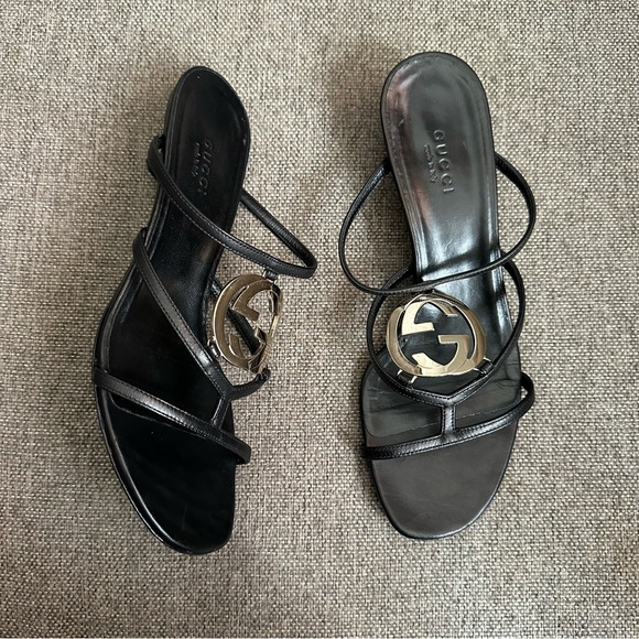 Vintage Gucci ‘GG’ logo strappy kitten heel sandals - Picture 2 of 6